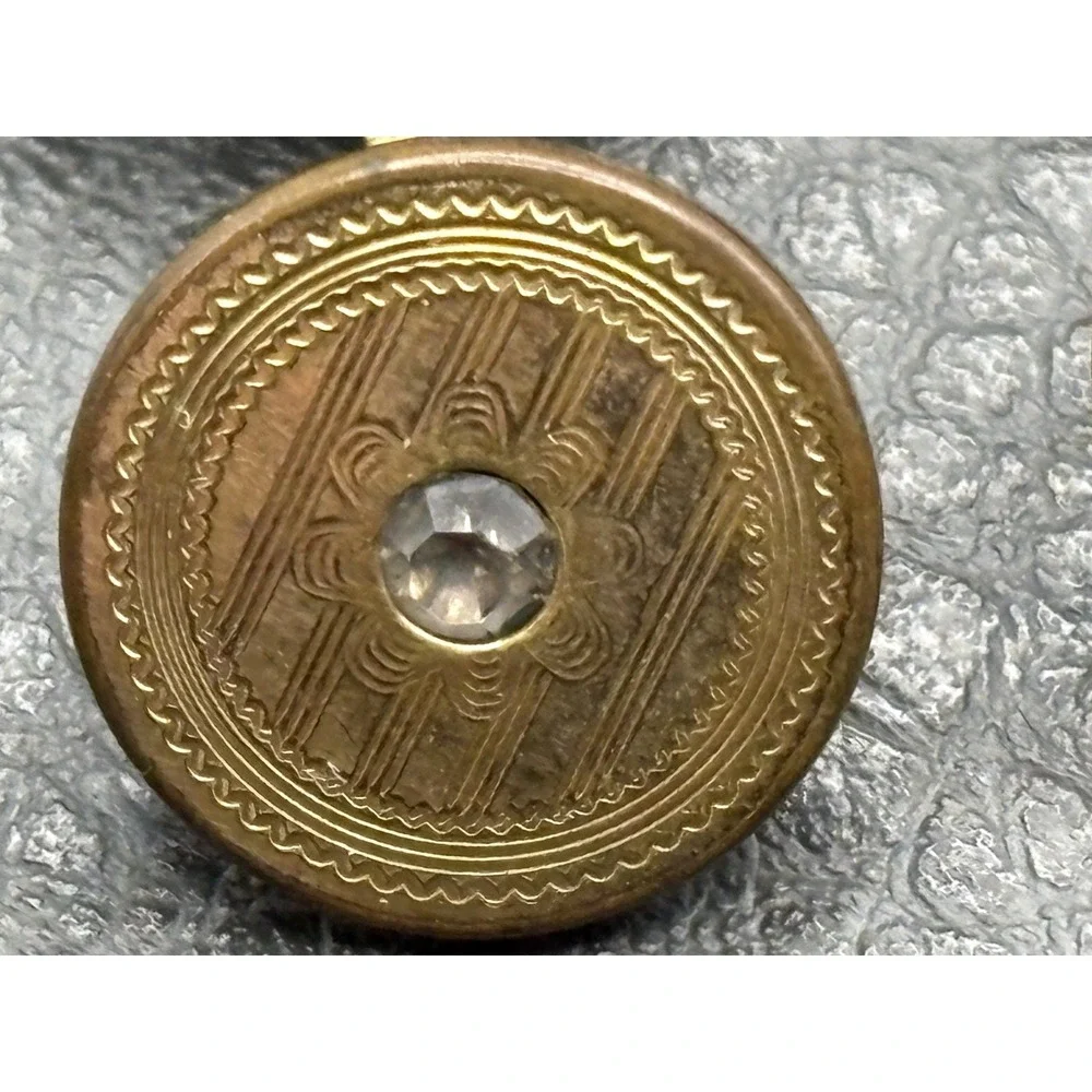 Vintage Lot 2 Pairs Victorian Gold Filled Cufflinks Etched Oval Paste Stones